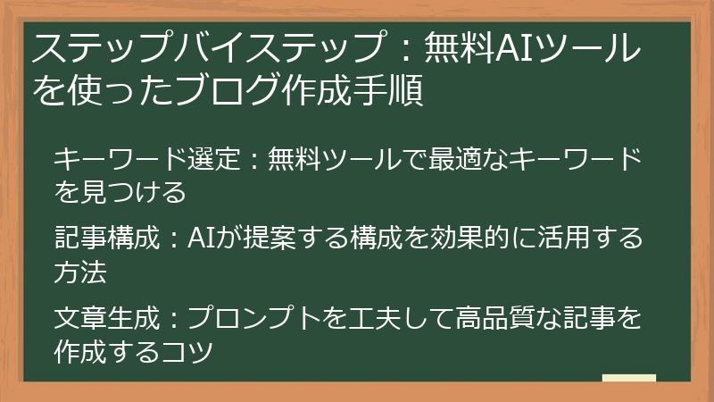 ステップバイステップ：無料AIツールを使ったブログ作成手順
