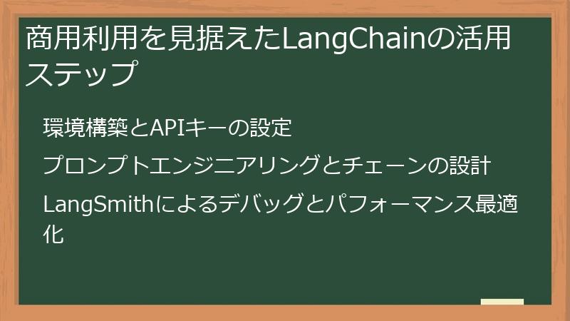 商用利用を見据えたLangChainの活用ステップ