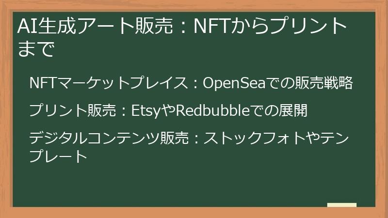 AI生成アート販売：NFTからプリントまで