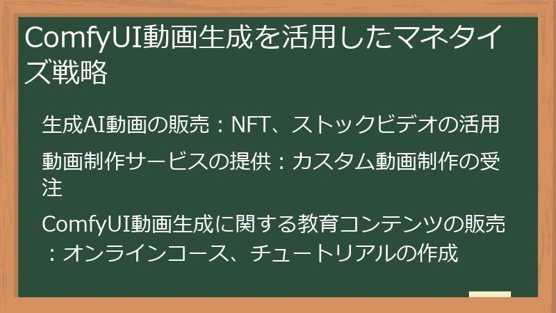 ComfyUI動画生成を活用したマネタイズ戦略