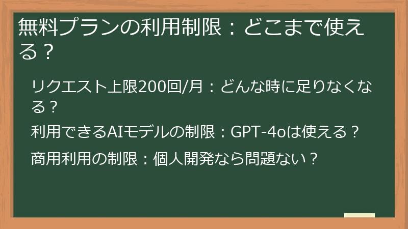 無料プランの利用制限：どこまで使える？