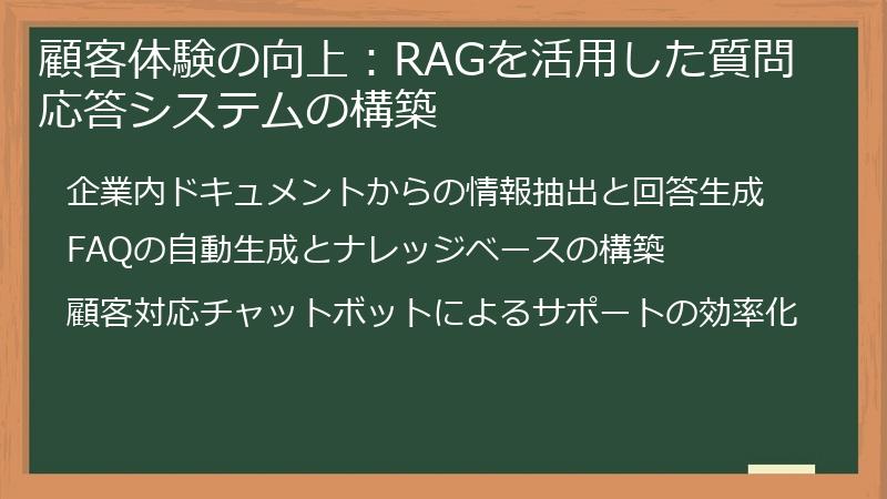 顧客体験の向上：RAGを活用した質問応答システムの構築