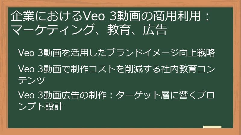企業におけるVeo 3動画の商用利用：マーケティング、教育、広告