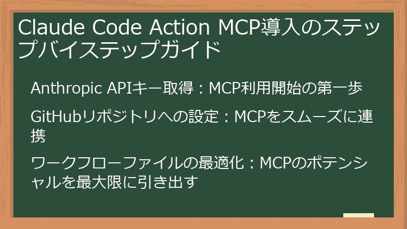 Claude Code Action MCP導入のステップバイステップガイド