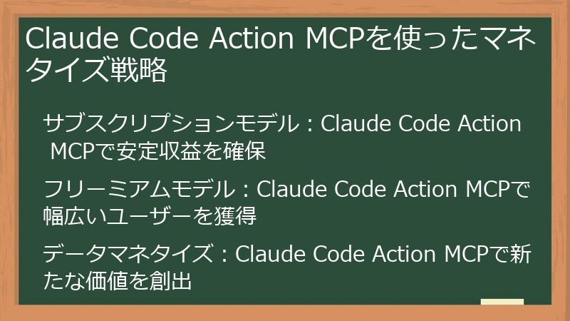 Claude Code Action MCPを使ったマネタイズ戦略