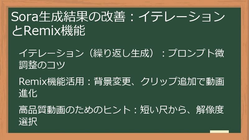 Sora生成結果の改善：イテレーションとRemix機能
