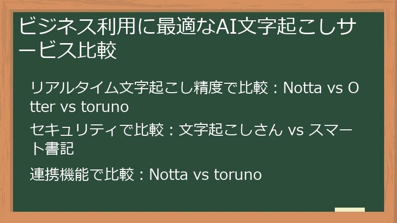ビジネス利用に最適なAI文字起こしサービス比較