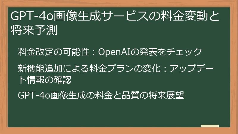 GPT-4o画像生成サービスの料金変動と将来予測