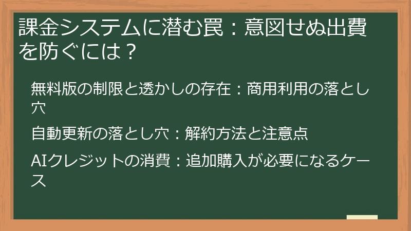 課金システムに潜む罠：意図せぬ出費を防ぐには？