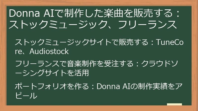 Donna AIで制作した楽曲を販売する：ストックミュージック、フリーランス