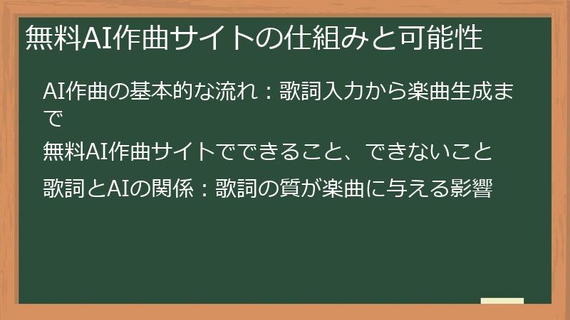 無料AI作曲サイトの仕組みと可能性