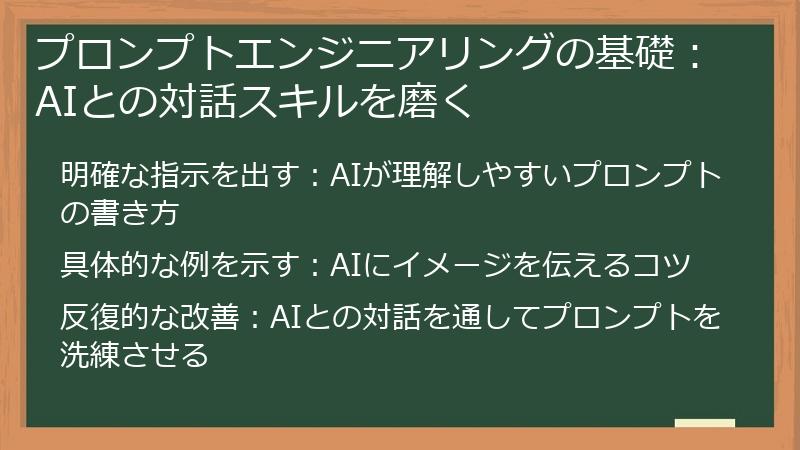 プロンプトエンジニアリングの基礎：AIとの対話スキルを磨く