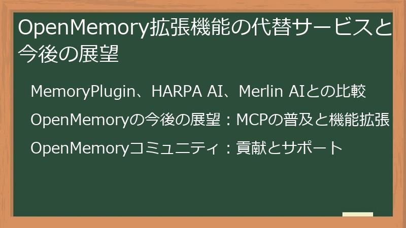 OpenMemory拡張機能の代替サービスと今後の展望