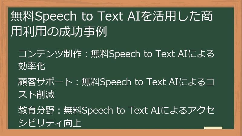 無料Speech to Text AIを活用した商用利用の成功事例