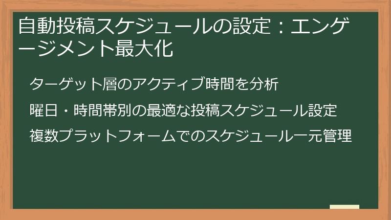 自動投稿スケジュールの設定：エンゲージメント最大化