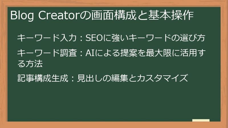 Blog Creatorの画面構成と基本操作