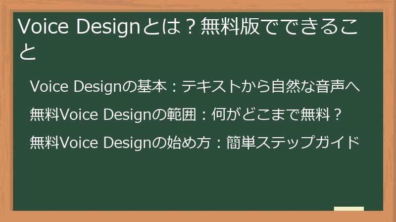 Voice Designとは？無料版でできること