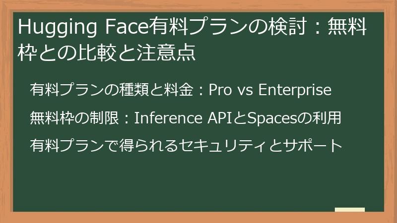 Hugging Face有料プランの検討：無料枠との比較と注意点