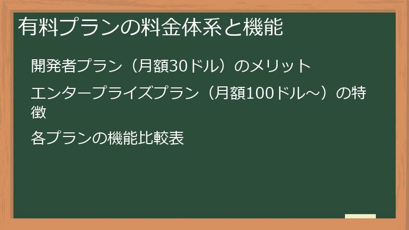 有料プランの料金体系と機能