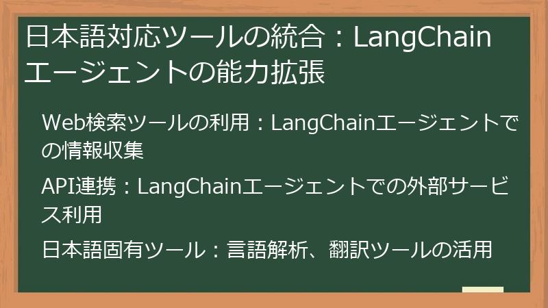 日本語対応ツールの統合：LangChainエージェントの能力拡張