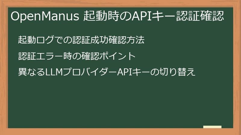 OpenManus 起動時のAPIキー認証確認