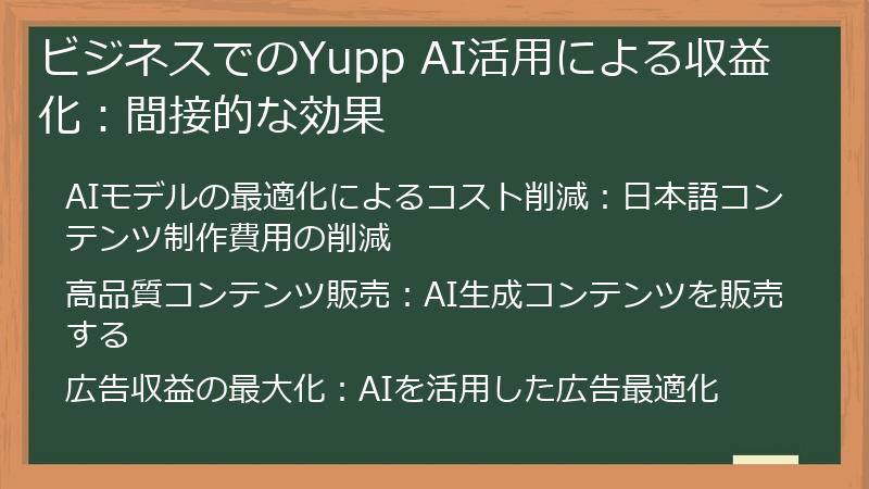 ビジネスでのYupp AI活用による収益化：間接的な効果