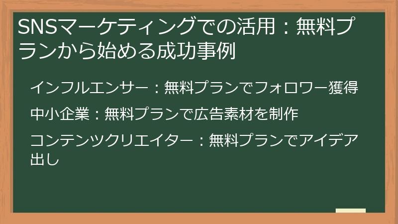 SNSマーケティングでの活用：無料プランから始める成功事例