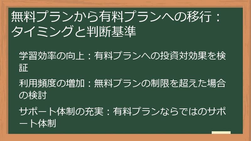無料プランから有料プランへの移行：タイミングと判断基準