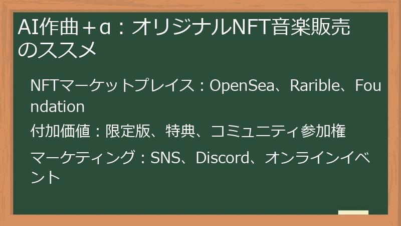 AI作曲+α:オリジナルNFT音楽販売のススメ