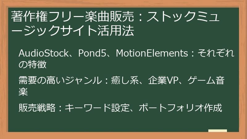 著作権フリー楽曲販売：ストックミュージックサイト活用法