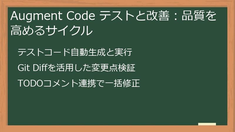 Augment Code テストと改善：品質を高めるサイクル