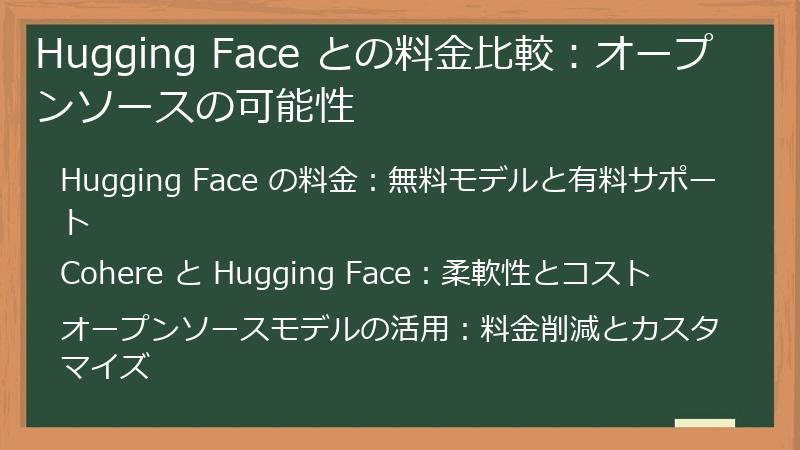 Hugging Face との料金比較：オープンソースの可能性