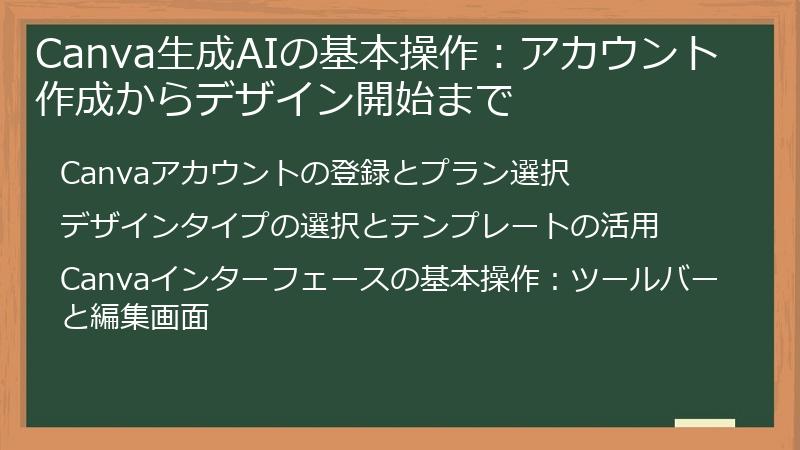 Canva生成AIの基本操作：アカウント作成からデザイン開始まで