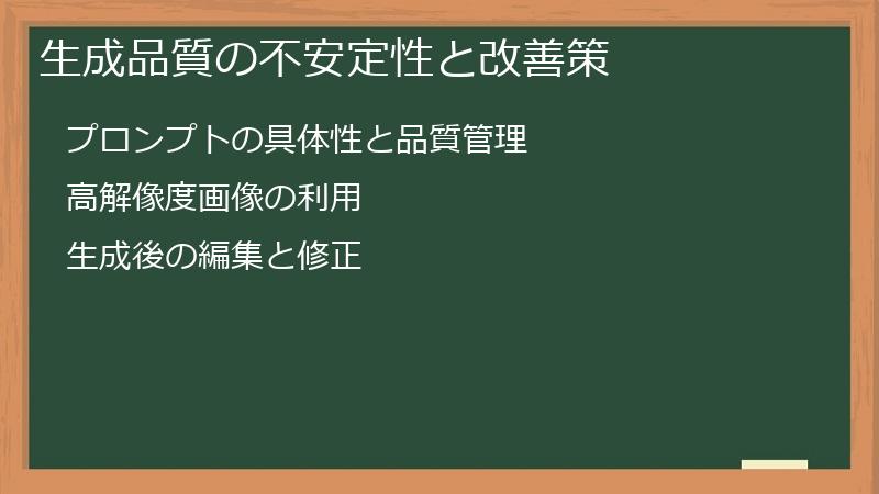 生成品質の不安定性と改善策