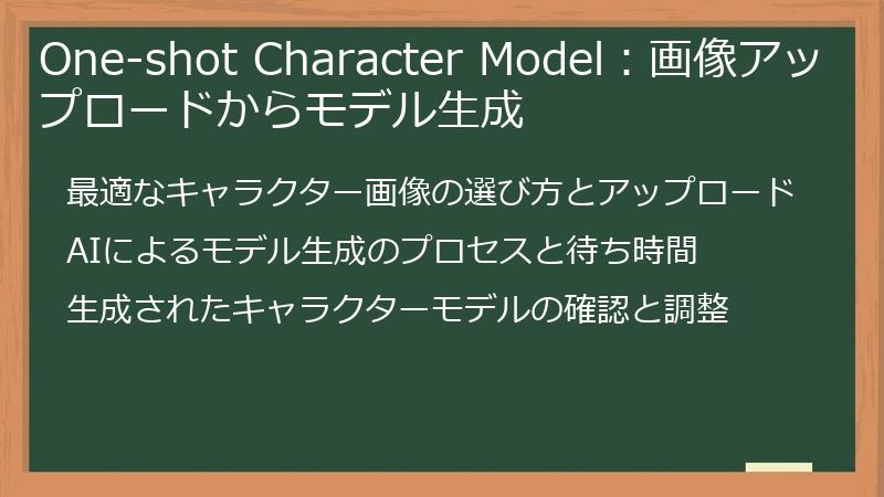 One-shot Character Model：画像アップロードからモデル生成