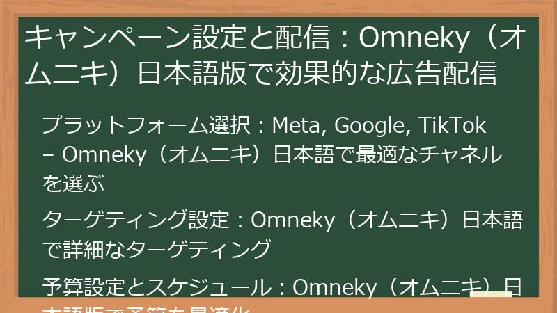 キャンペーン設定と配信：Omneky（オムニキ）日本語版で効果的な広告配信