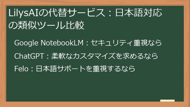 LilysAIの代替サービス：日本語対応の類似ツール比較