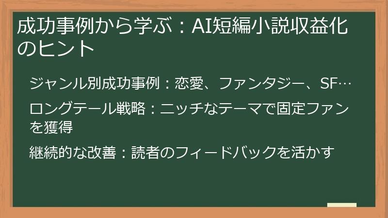 成功事例から学ぶ：AI短編小説収益化のヒント