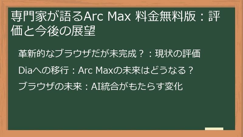 専門家が語るArc Max 料金無料版：評価と今後の展望