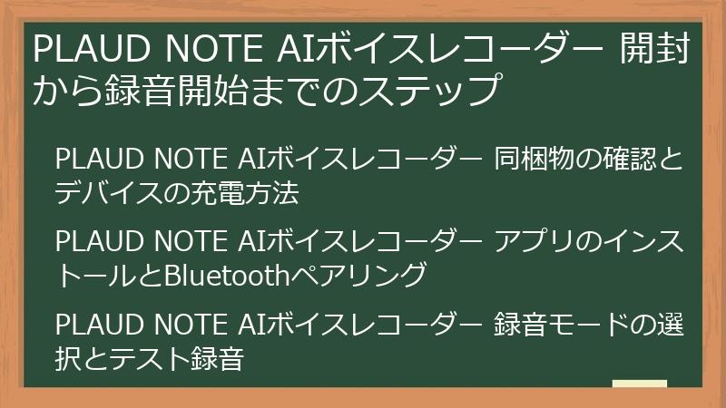 PLAUD NOTE AIボイスレコーダー 開封から録音開始までのステップ