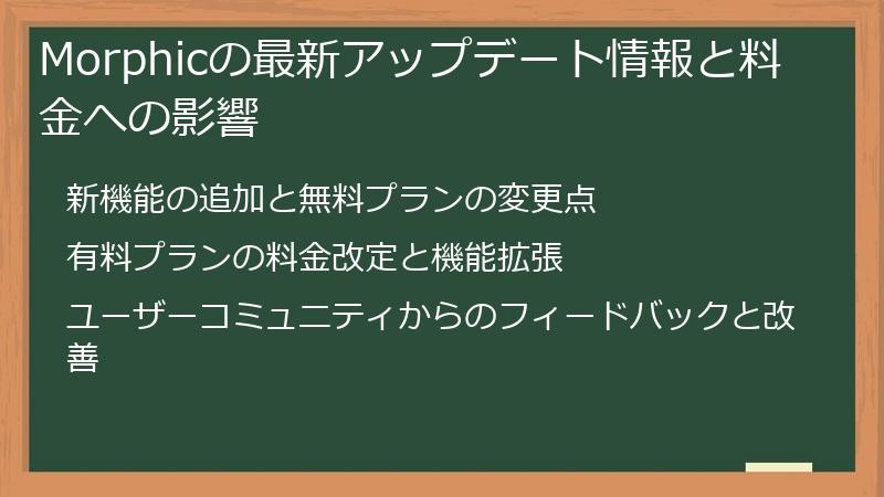 Morphicの最新アップデート情報と料金への影響