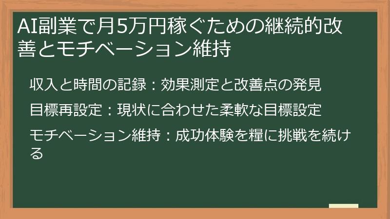 AI副業で月5万円稼ぐための継続的改善とモチベーション維持