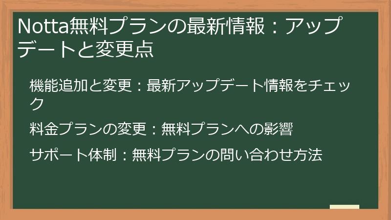 Notta無料プランの最新情報：アップデートと変更点