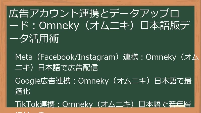 広告アカウント連携とデータアップロード：Omneky（オムニキ）日本語版データ活用術