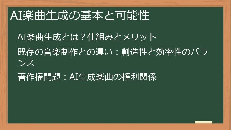 AI楽曲生成の基本と可能性