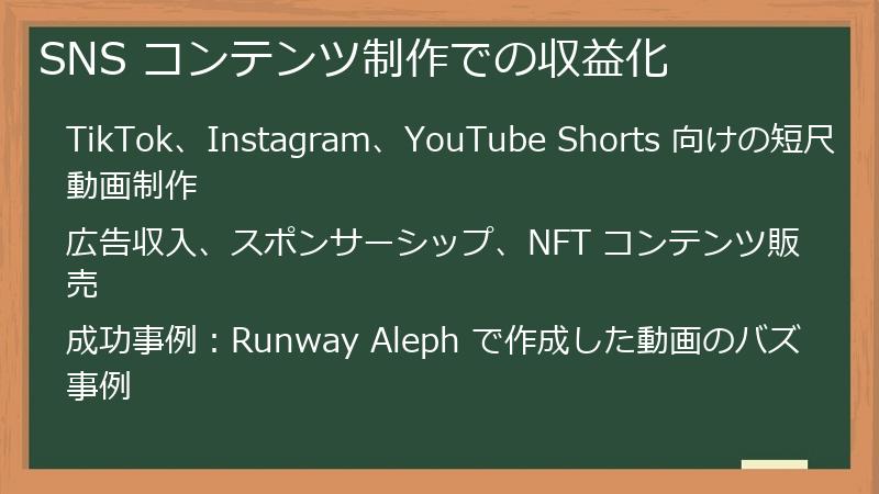 SNS コンテンツ制作での収益化