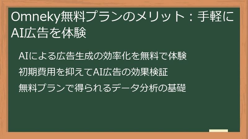 Omneky無料プランのメリット：手軽にAI広告を体験