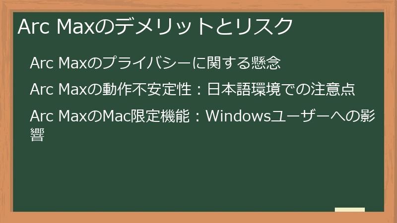 Arc Maxのデメリットとリスク