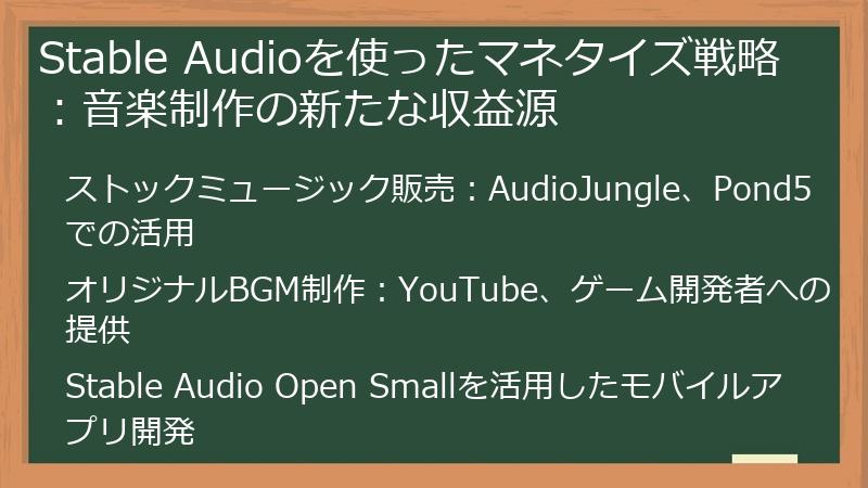 Stable Audioを使ったマネタイズ戦略：音楽制作の新たな収益源