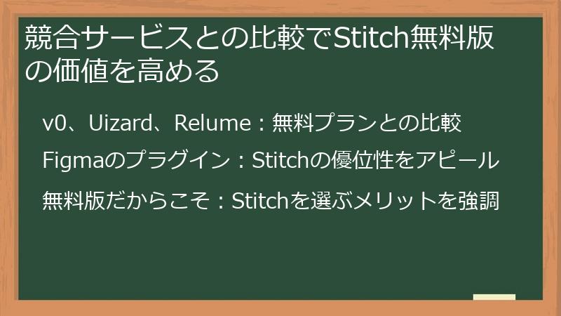 競合サービスとの比較でStitch無料版の価値を高める